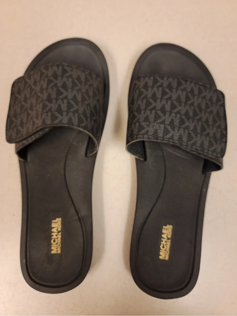 Michael Kors Black MK Logo Slide Sandals